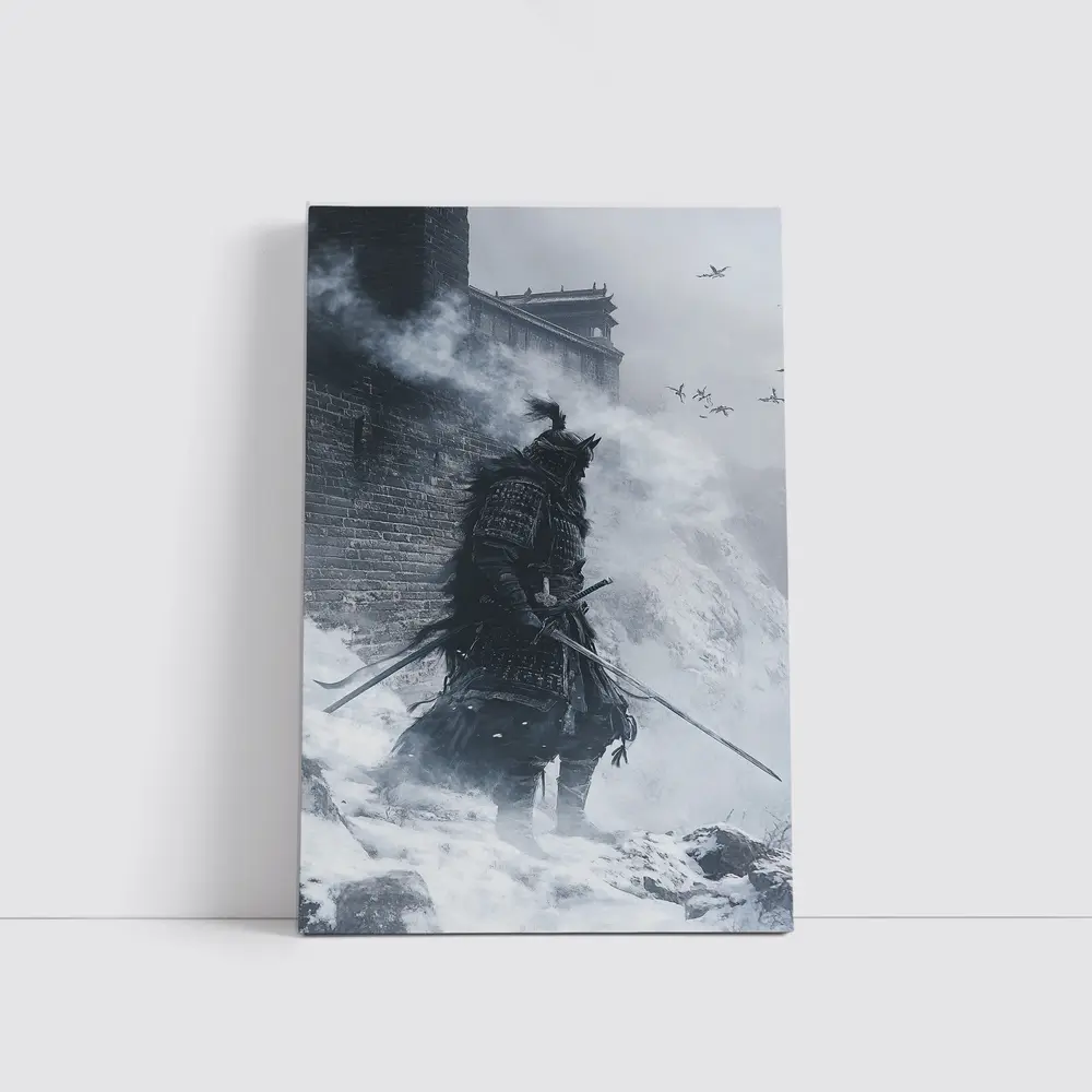 Samurai Warrior Snow Fortress Misty Winter – Wall Art