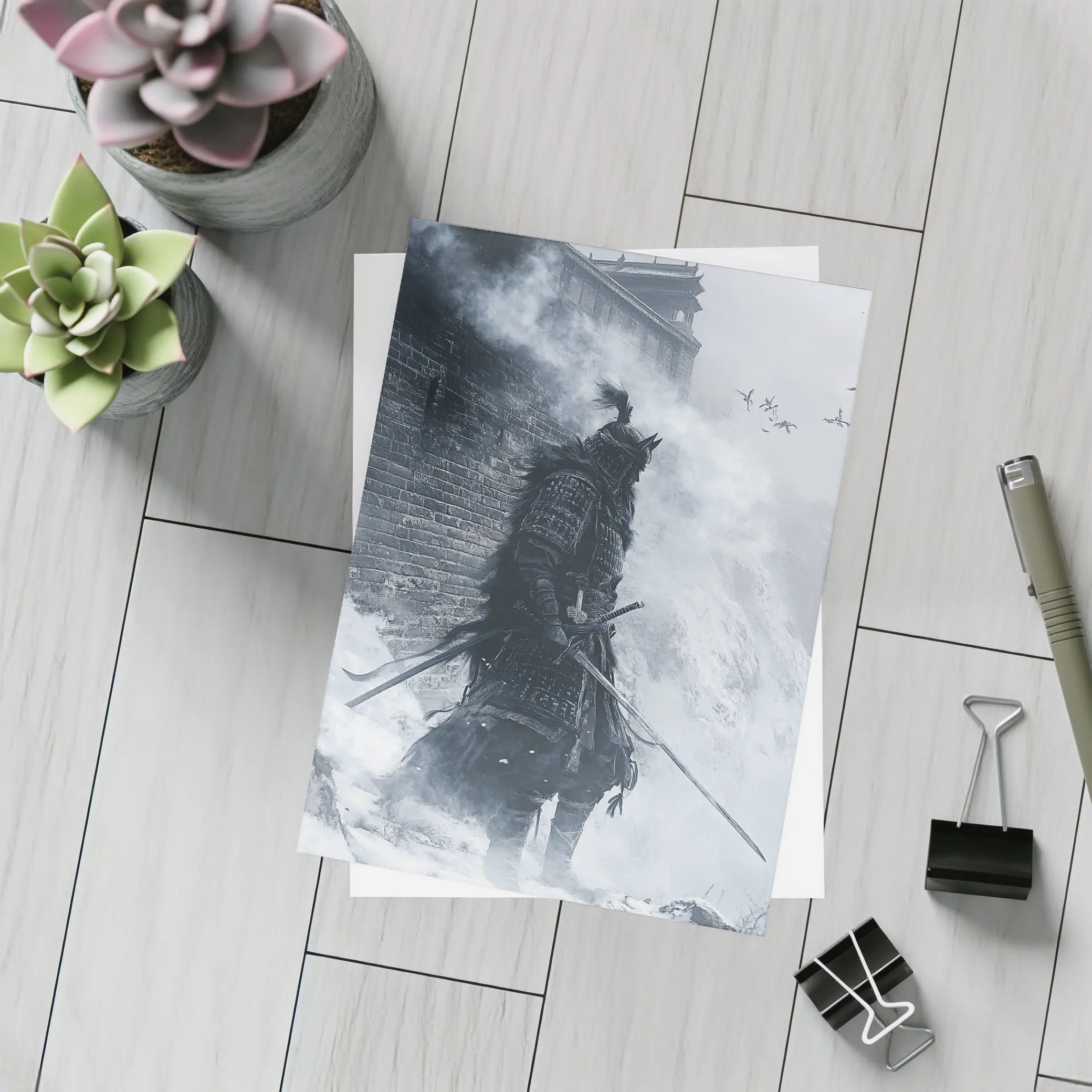 Samurai Warrior Snow Fortress Misty Winter – Postcards