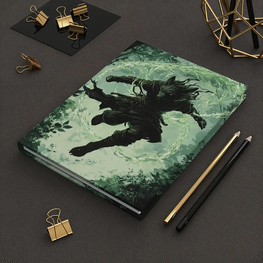 Wolf Warrior Leaping In Mystical Forest – Notebooks