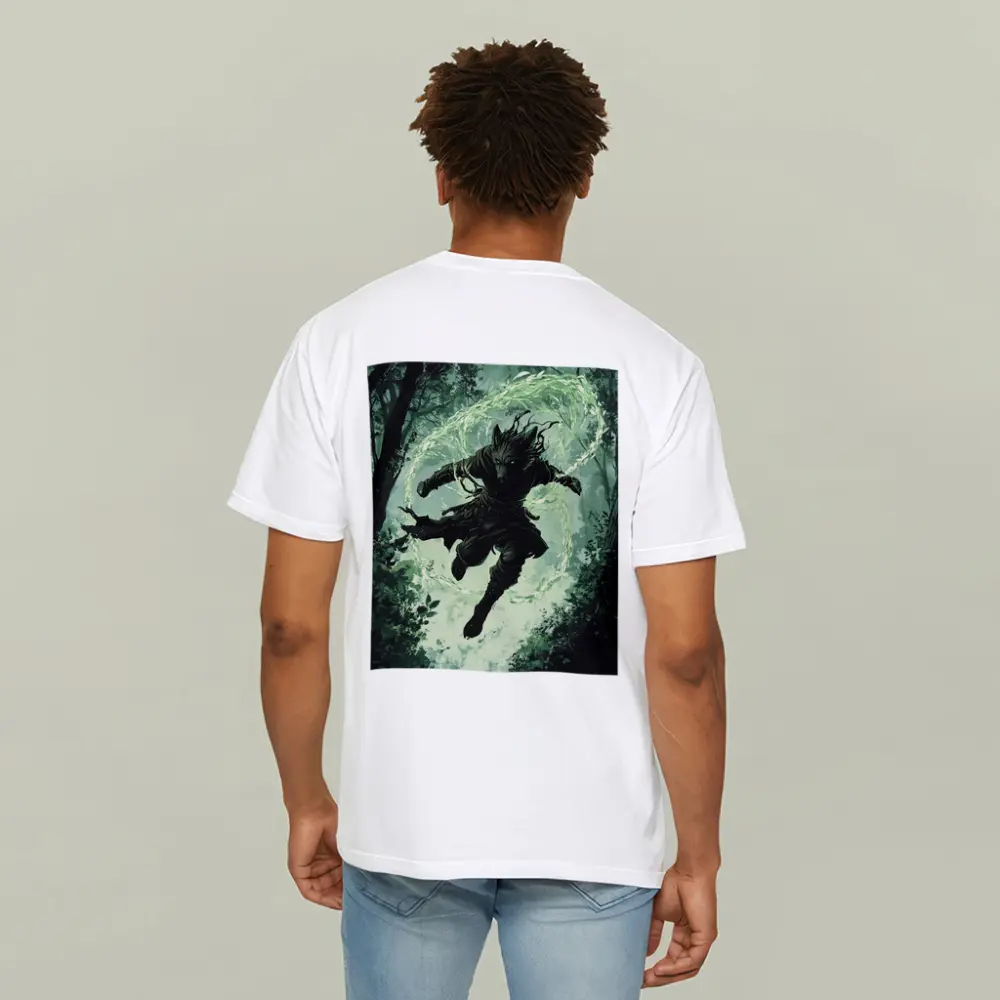 Wolf Warrior Leaping In Mystical Forest – T-Shirts