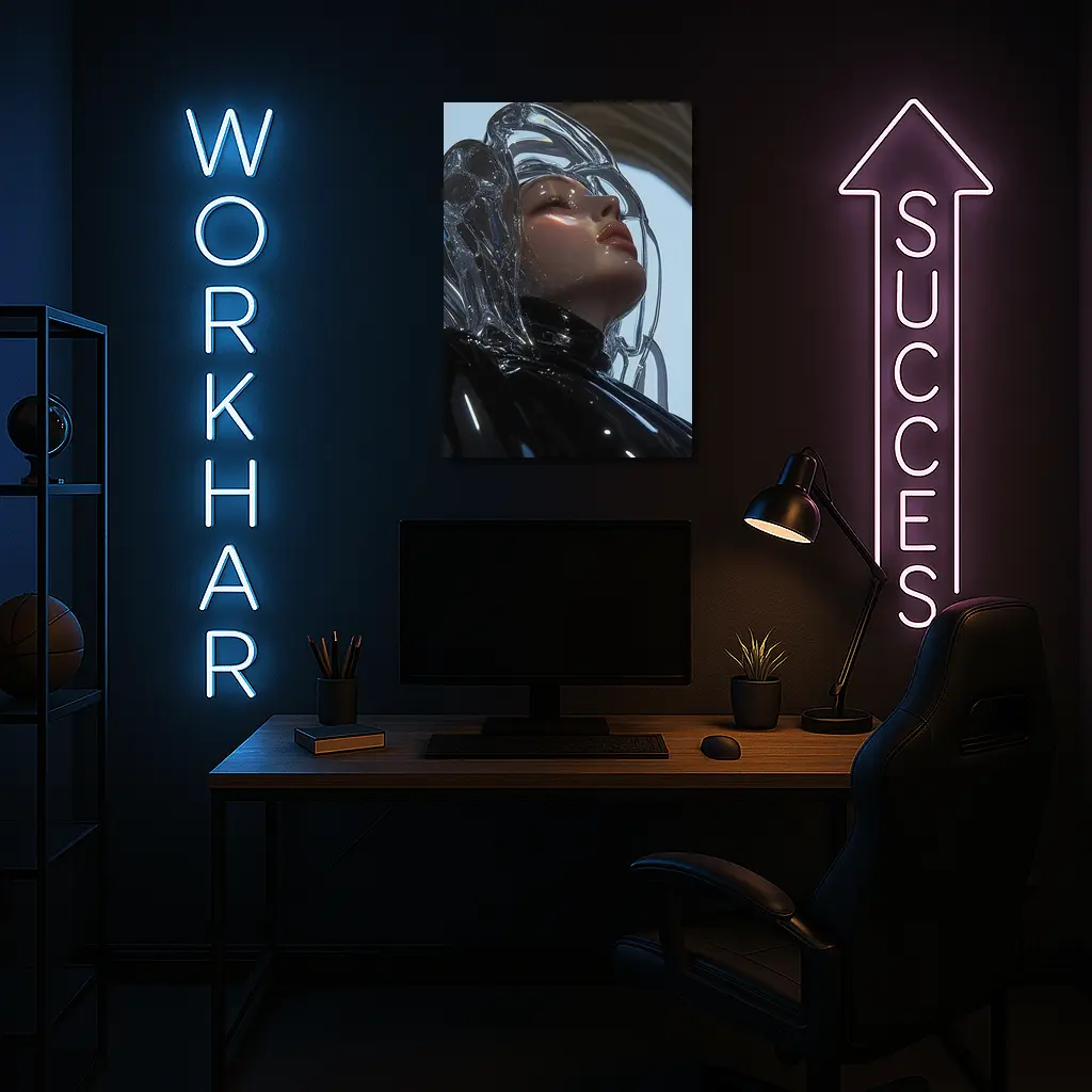 Futuristic Woman Glass Hair Black Outfit – Wall Art