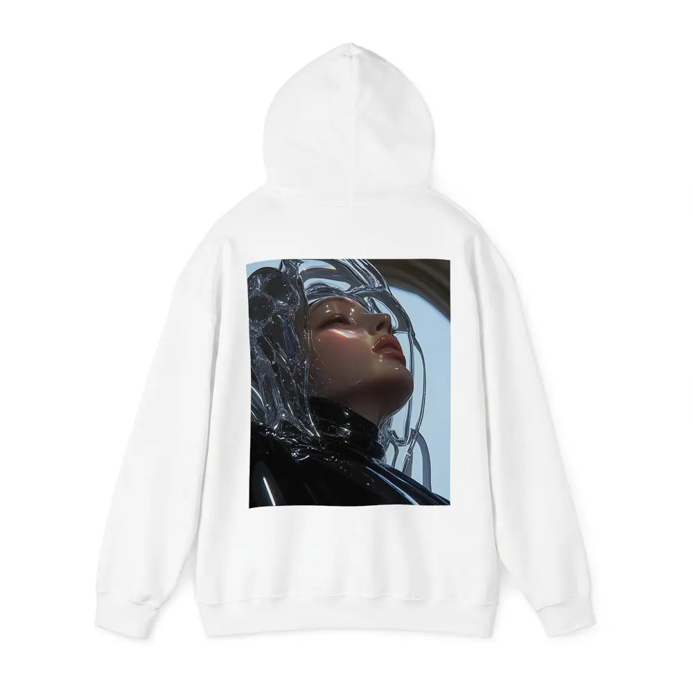 Futuristic Woman Glass Hair Black Outfit – Hoodies