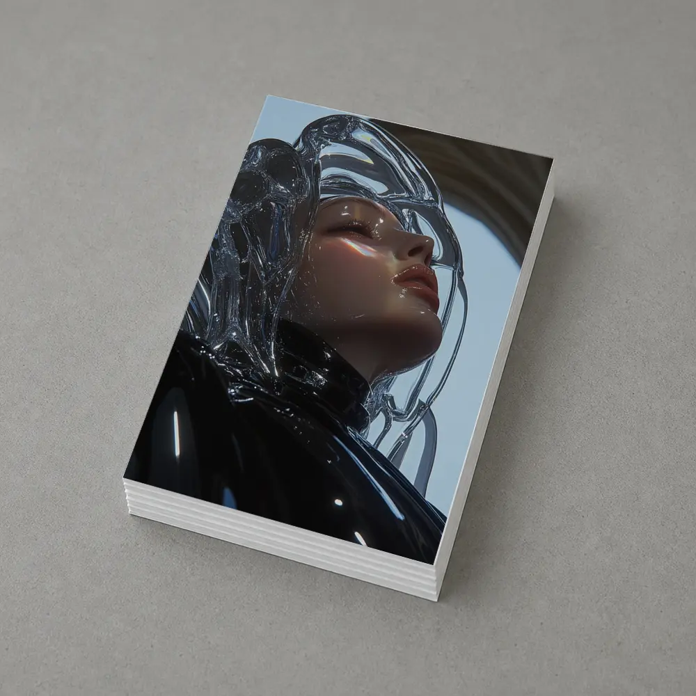 Futuristic Woman Glass Hair Black Outfit – Postcards