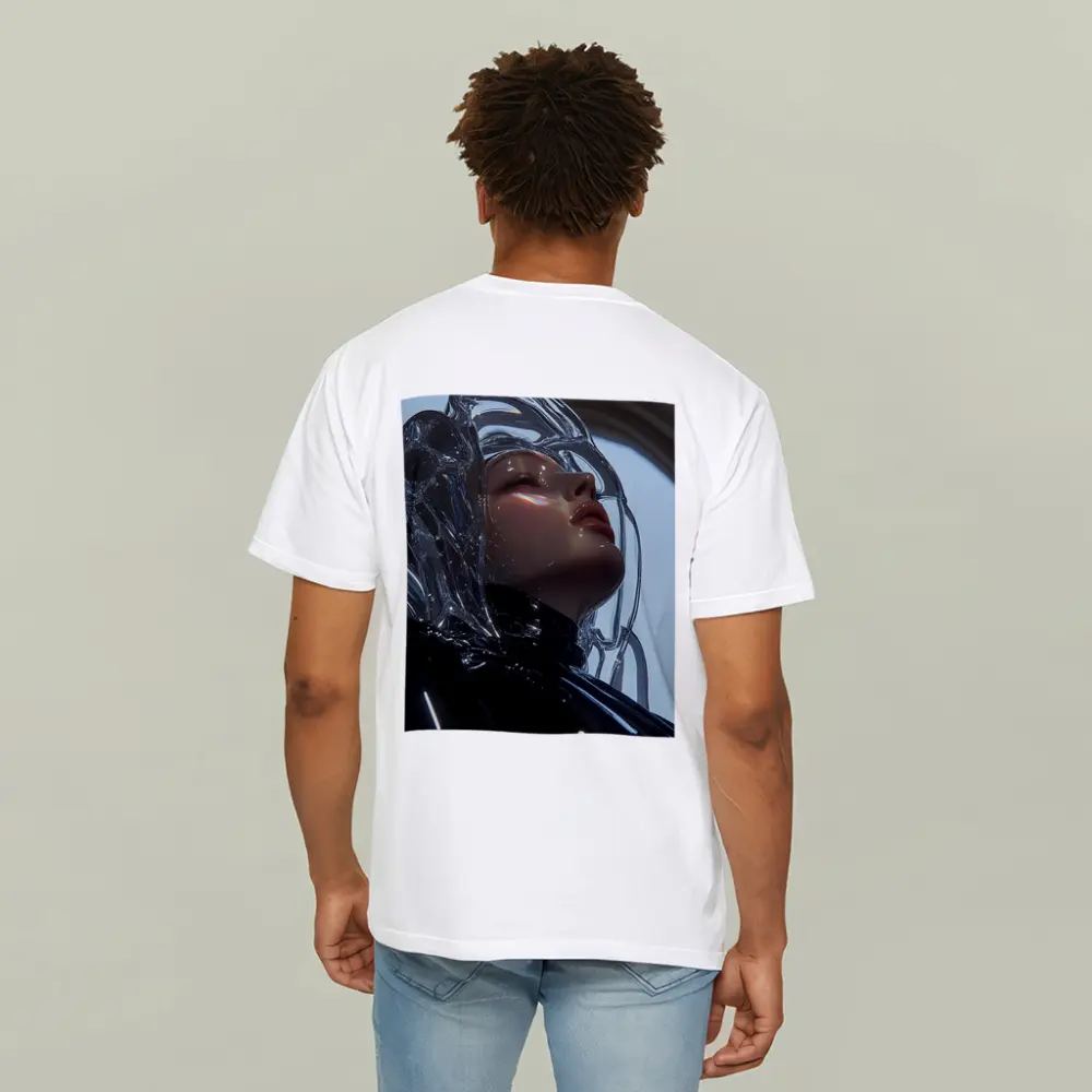 Futuristic Woman Glass Hair Black Outfit – T-Shirts