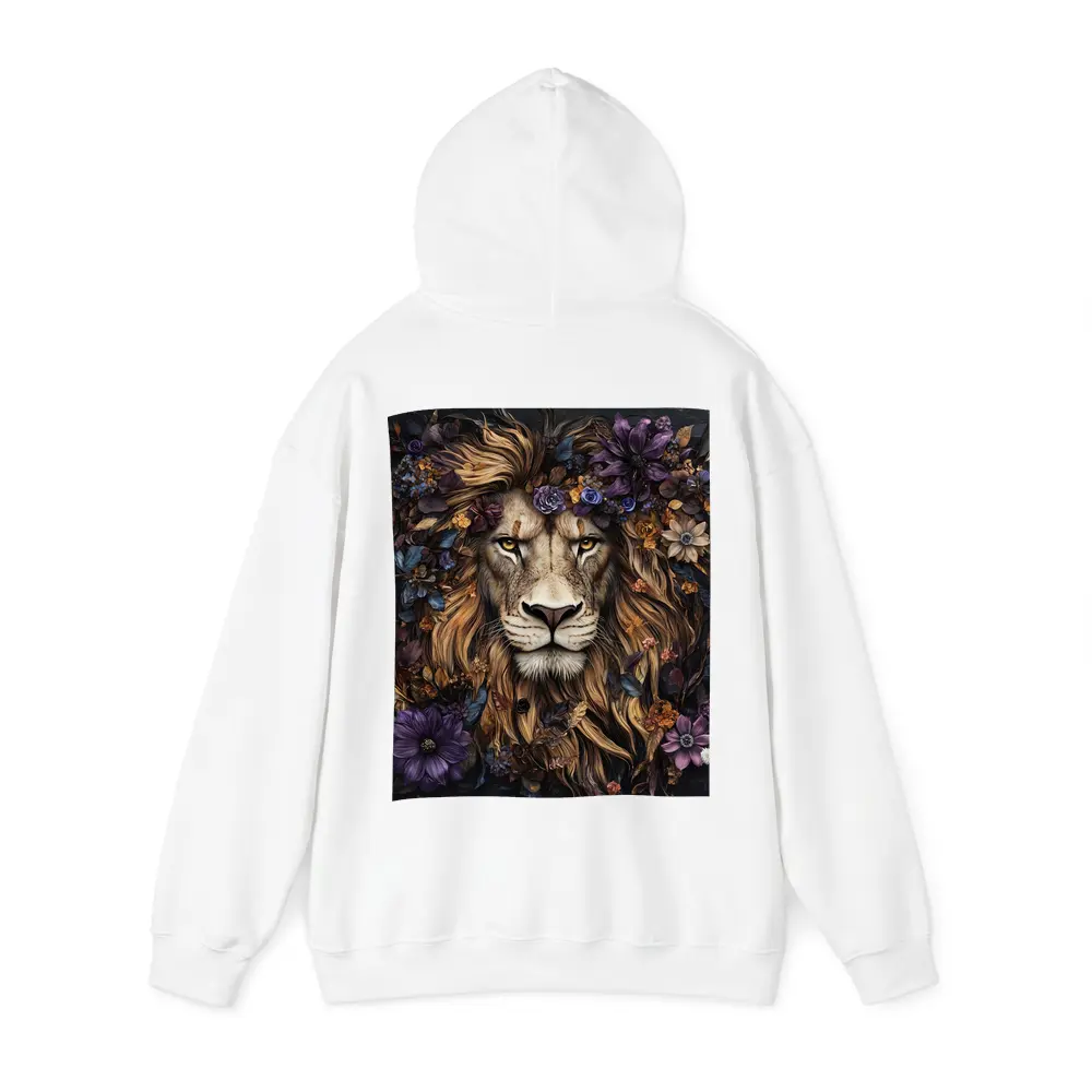 Lion Portrait Dark Floral Botanical Art – Hoodies