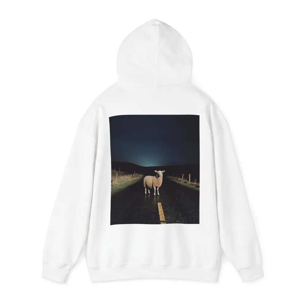 Sheep Standing on Road at Night – Hoodies