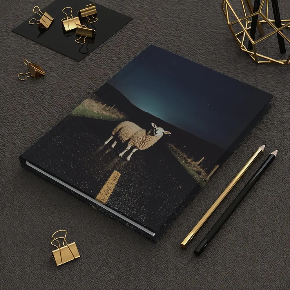 Sheep Standing on Road at Night – Notebooks