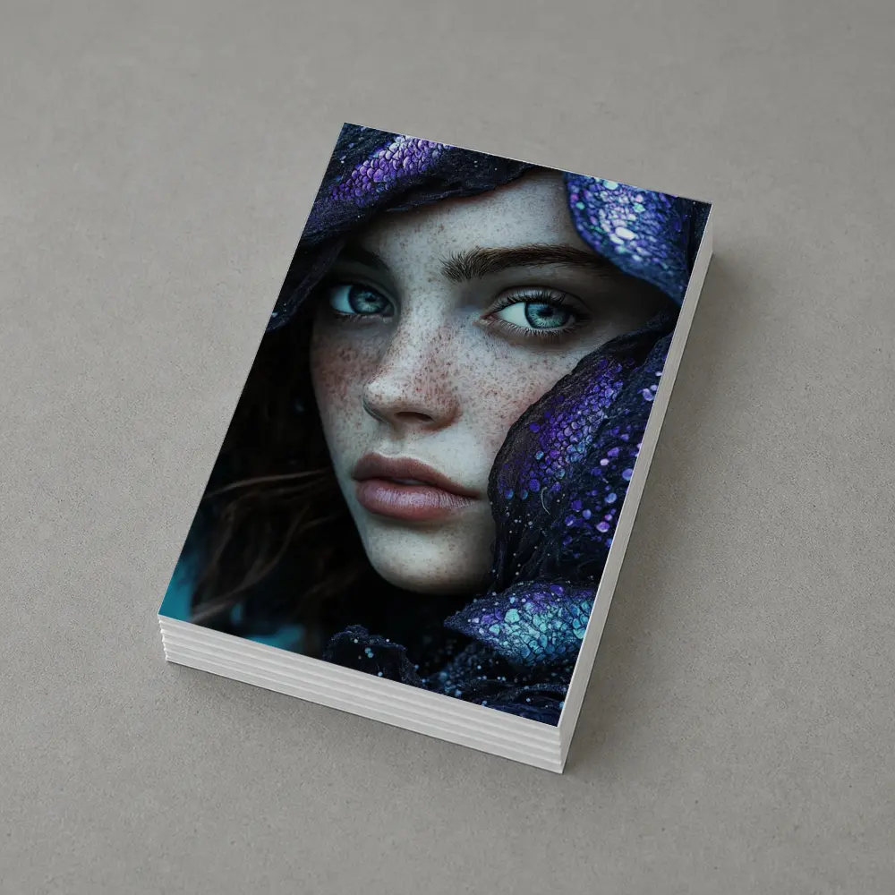 Freckled Woman Fantasy Purple Dragon Scale Portrait – Postcards