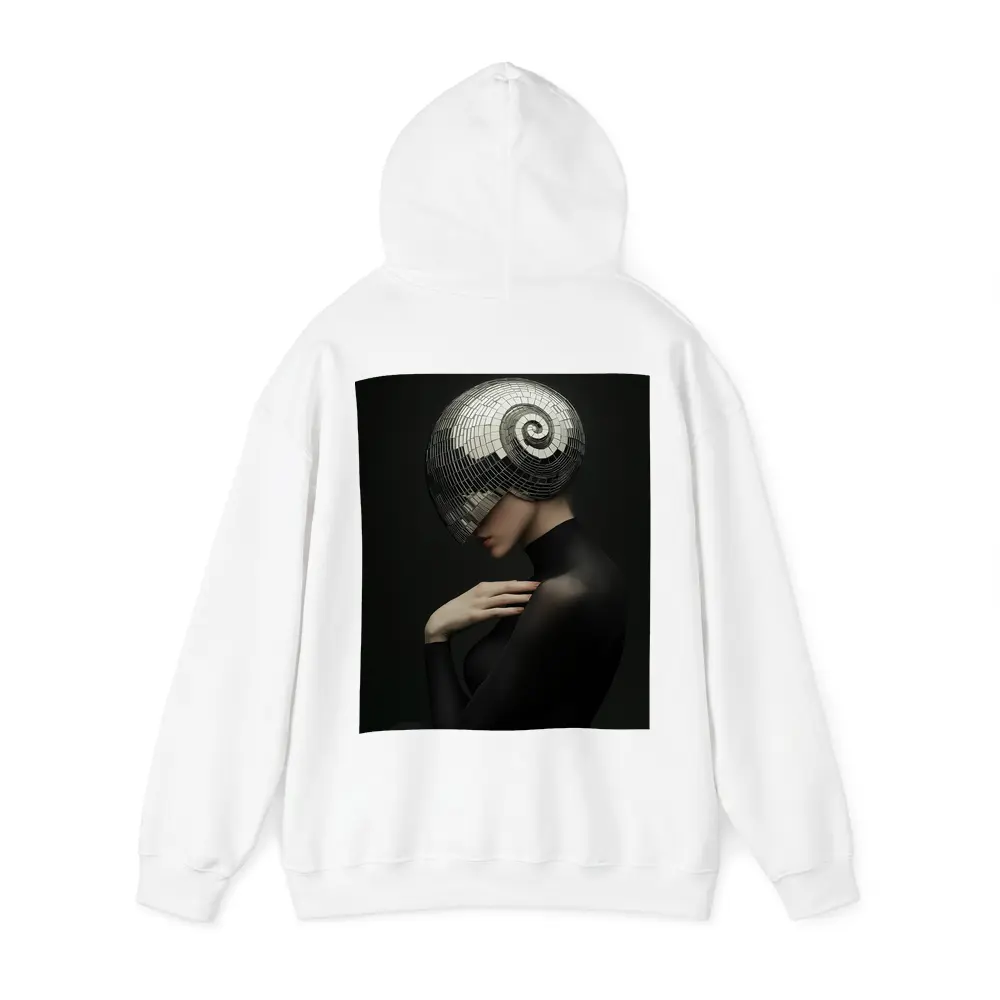 Woman Disco Ball Head Dark Background – Hoodies
