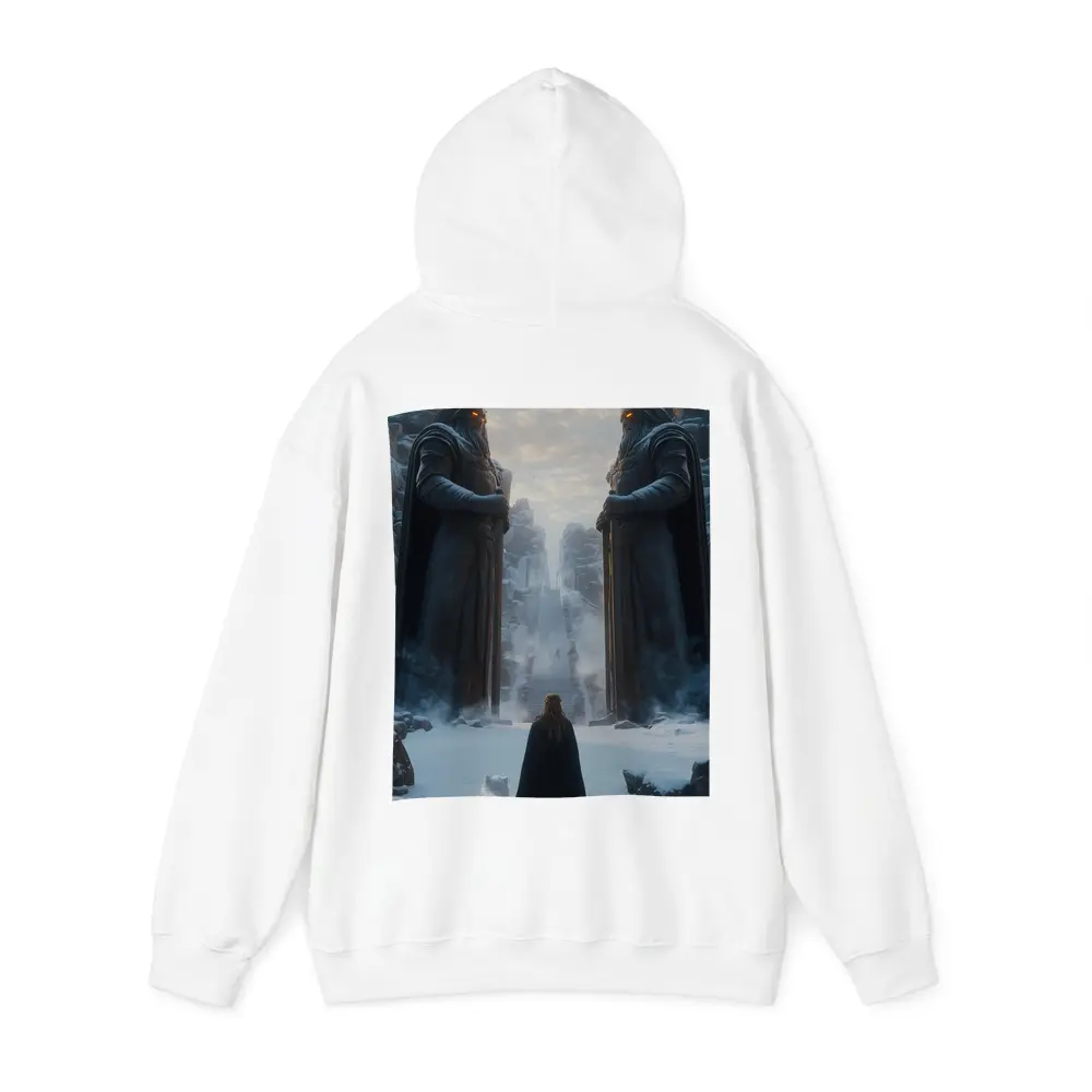 Cloaked Figure Cat Ancient Stone Guardians Snow – Hoodies