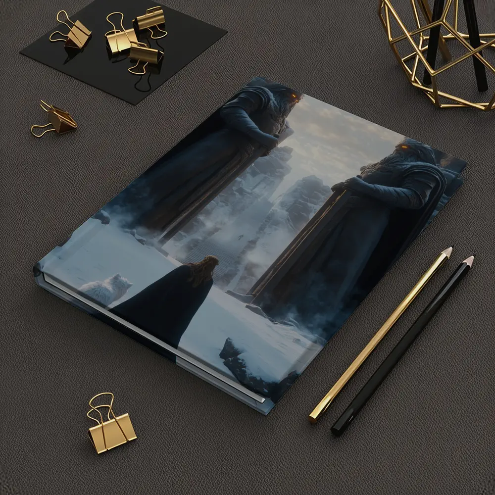 Cloaked Figure Cat Ancient Stone Guardians Snow – Notebooks