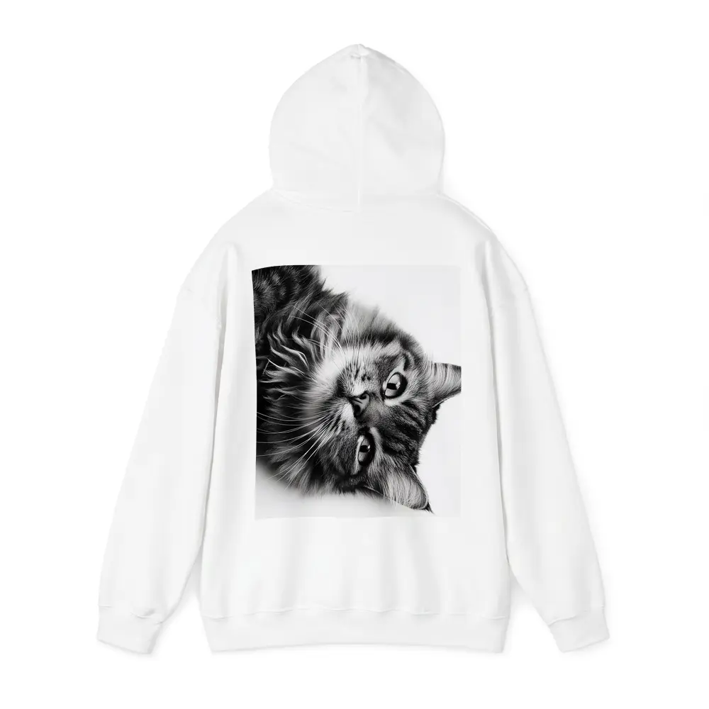 Maine Coon Cat Black and White Portrait – Hoodies