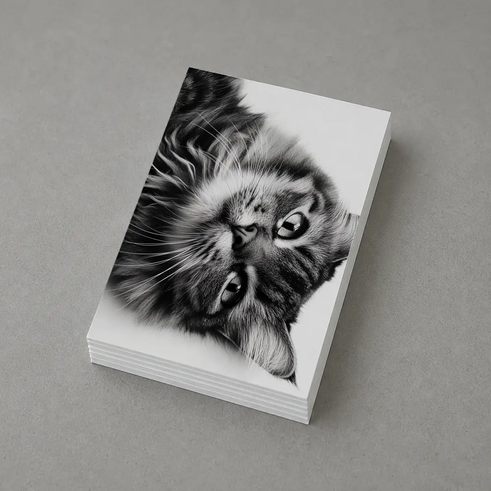 Maine Coon Cat Black and White Portrait – Postcards