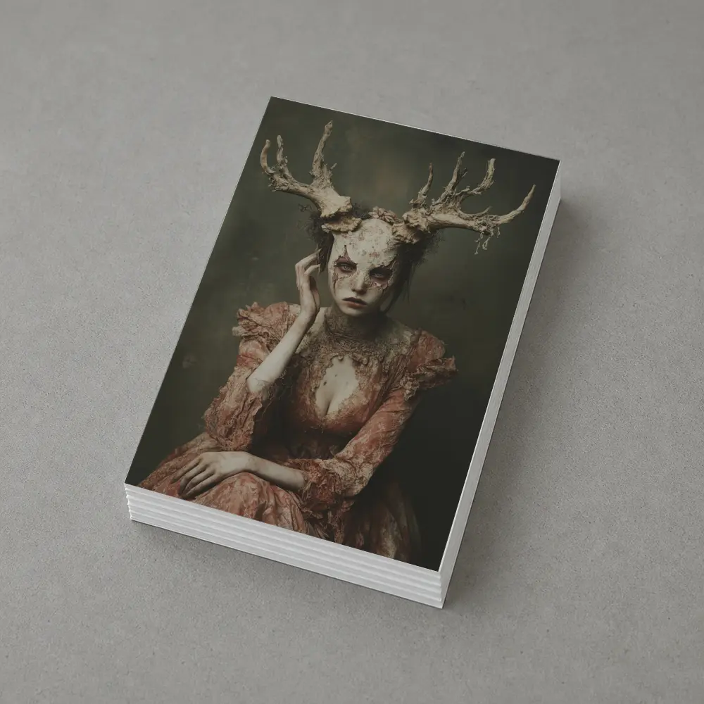 Dark Fantasy Woman With Antlers Gothic Portrait – Postcards