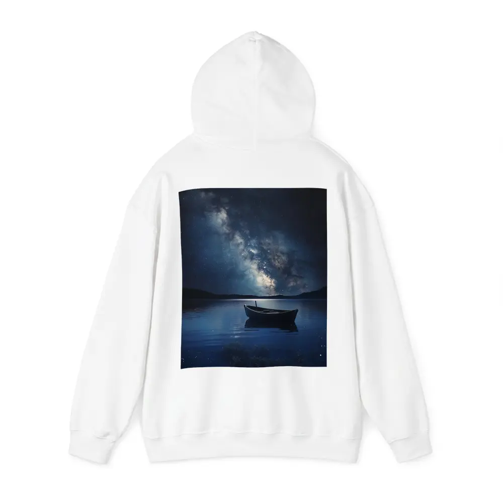 Lone Boat On Lake Under Milky Way – Hoodies