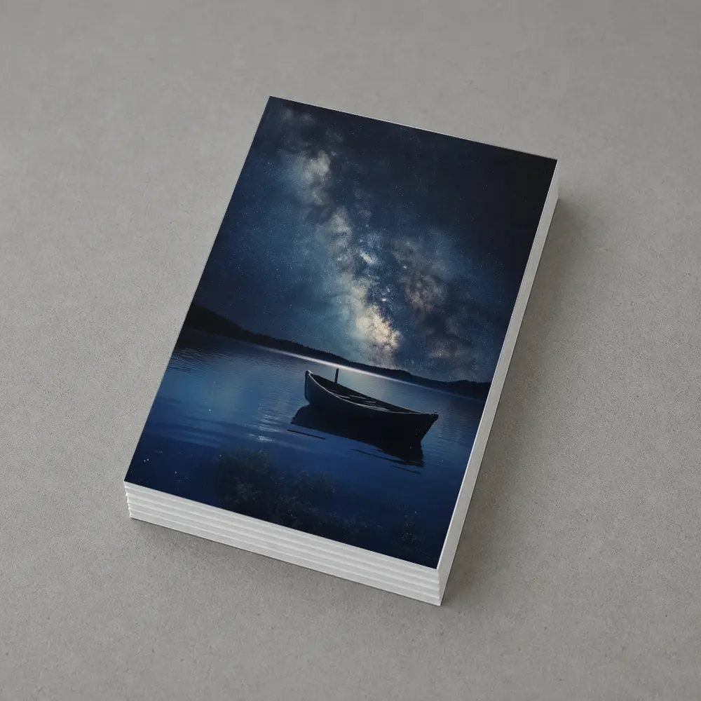 Lone Boat On Lake Under Milky Way – Postcards