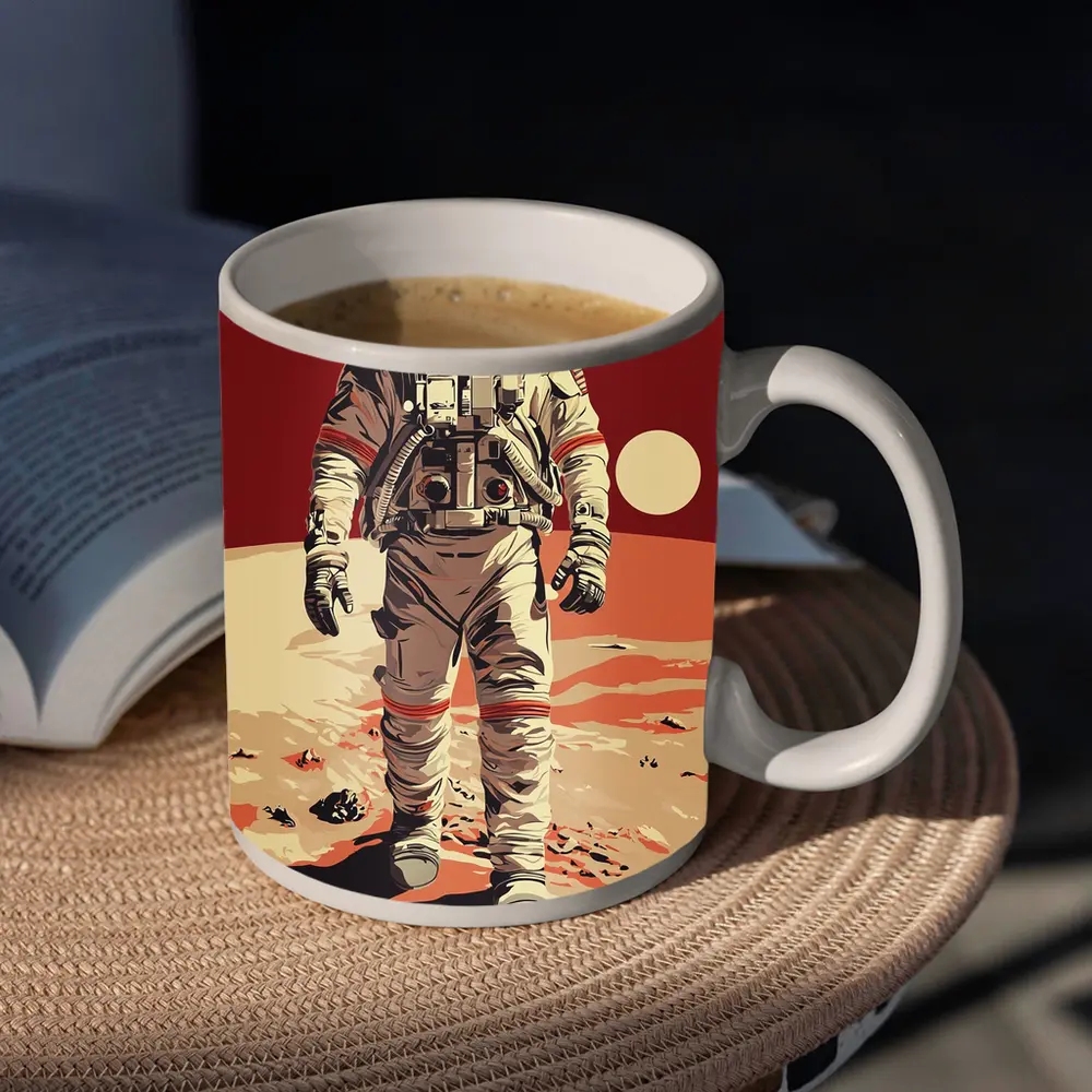 Astronaut Walking On Red Planet Surface – Mugs