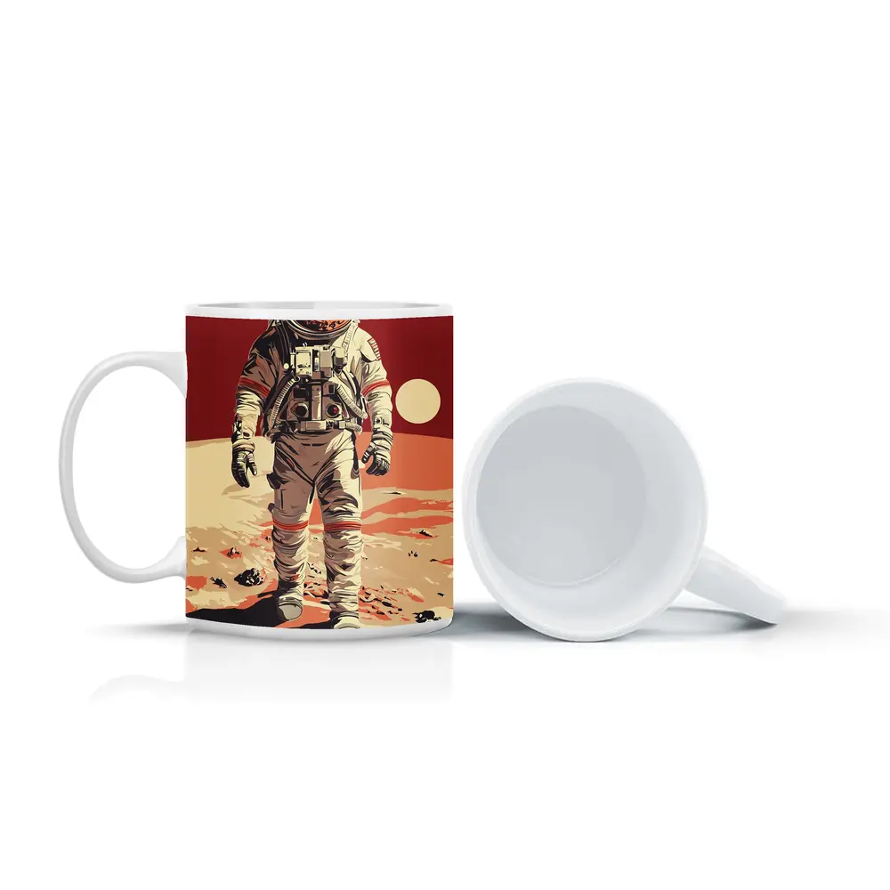 Astronaut Walking On Red Planet Surface – Mugs