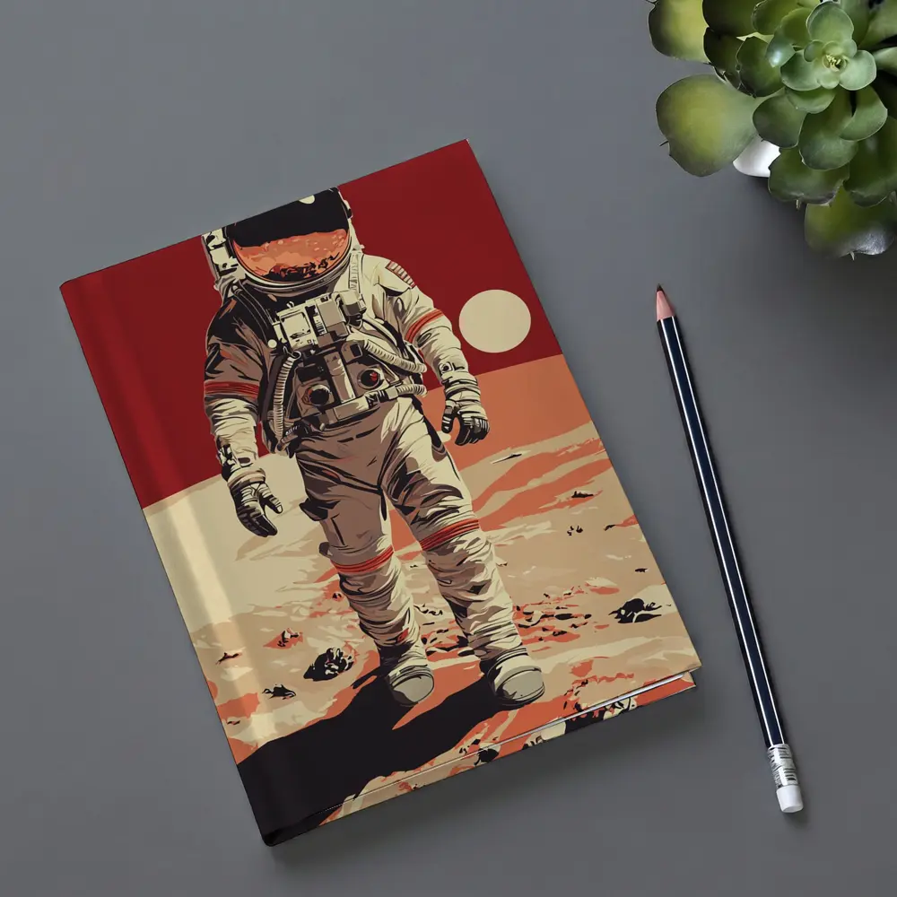 Astronaut Walking On Red Planet Surface – Notebooks