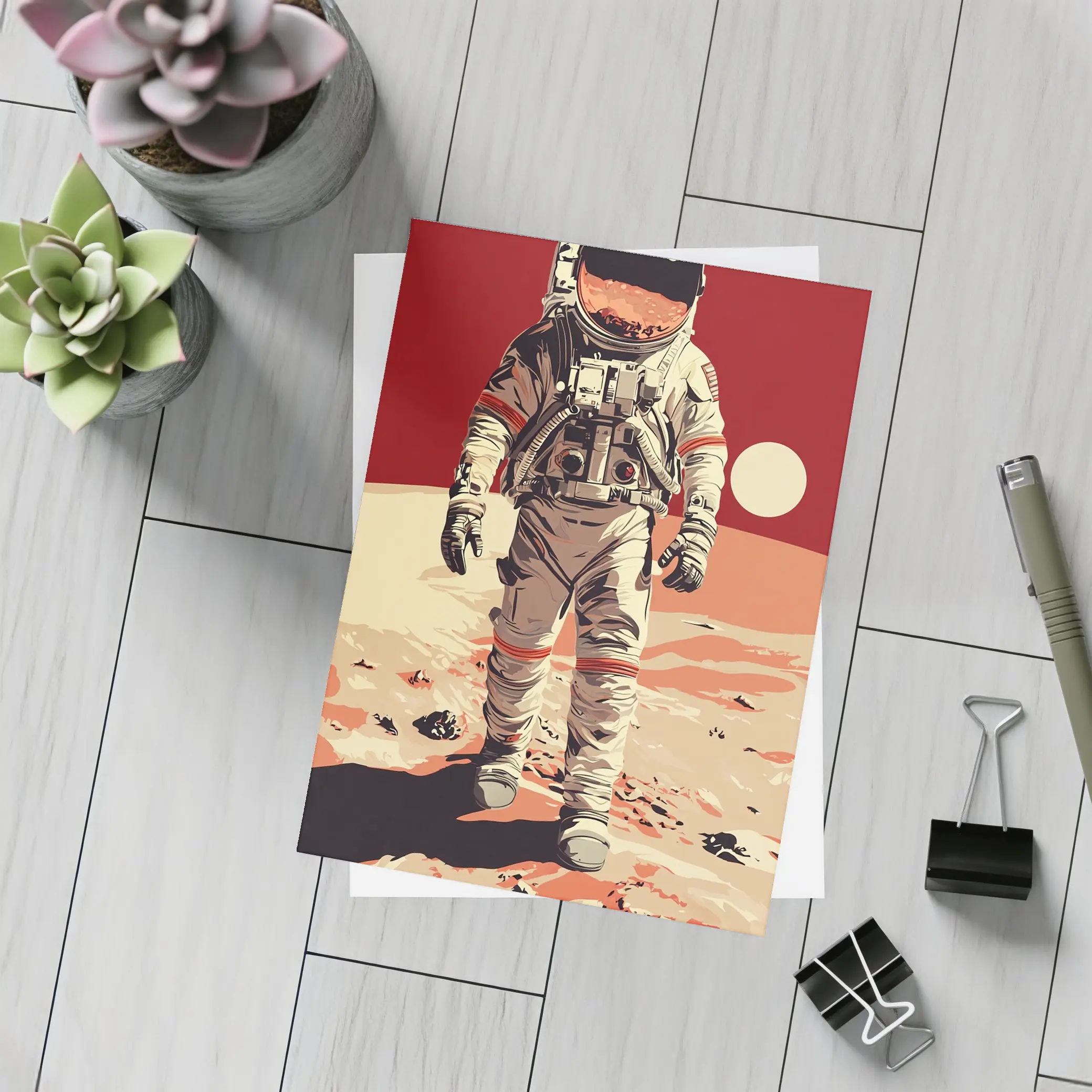 Astronaut Walking On Red Planet Surface – Postcards