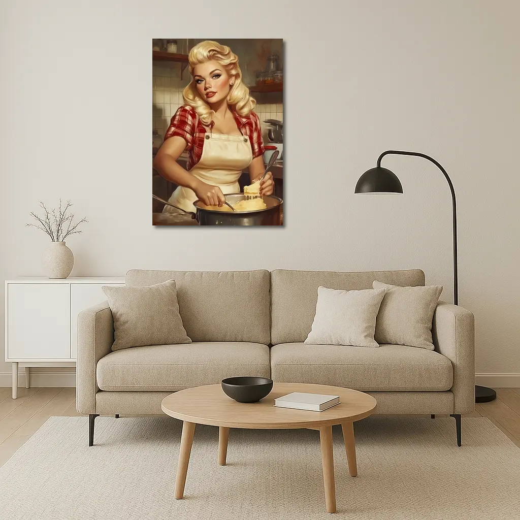 Retro Pin Up Girl Cooking Kitchen Art – Wall Art
