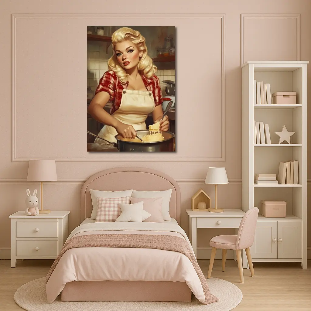 Retro Pin Up Girl Cooking Kitchen Art – Wall Art