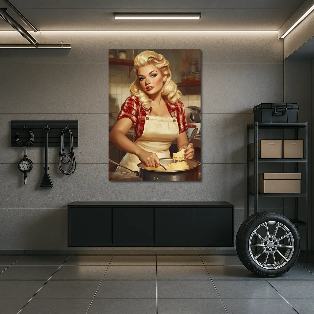Retro Pin Up Girl Cooking Kitchen Art – Wall Art