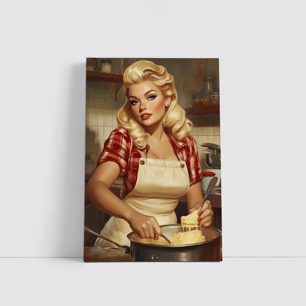 Retro Pin Up Girl Cooking Kitchen Art – Wall Art