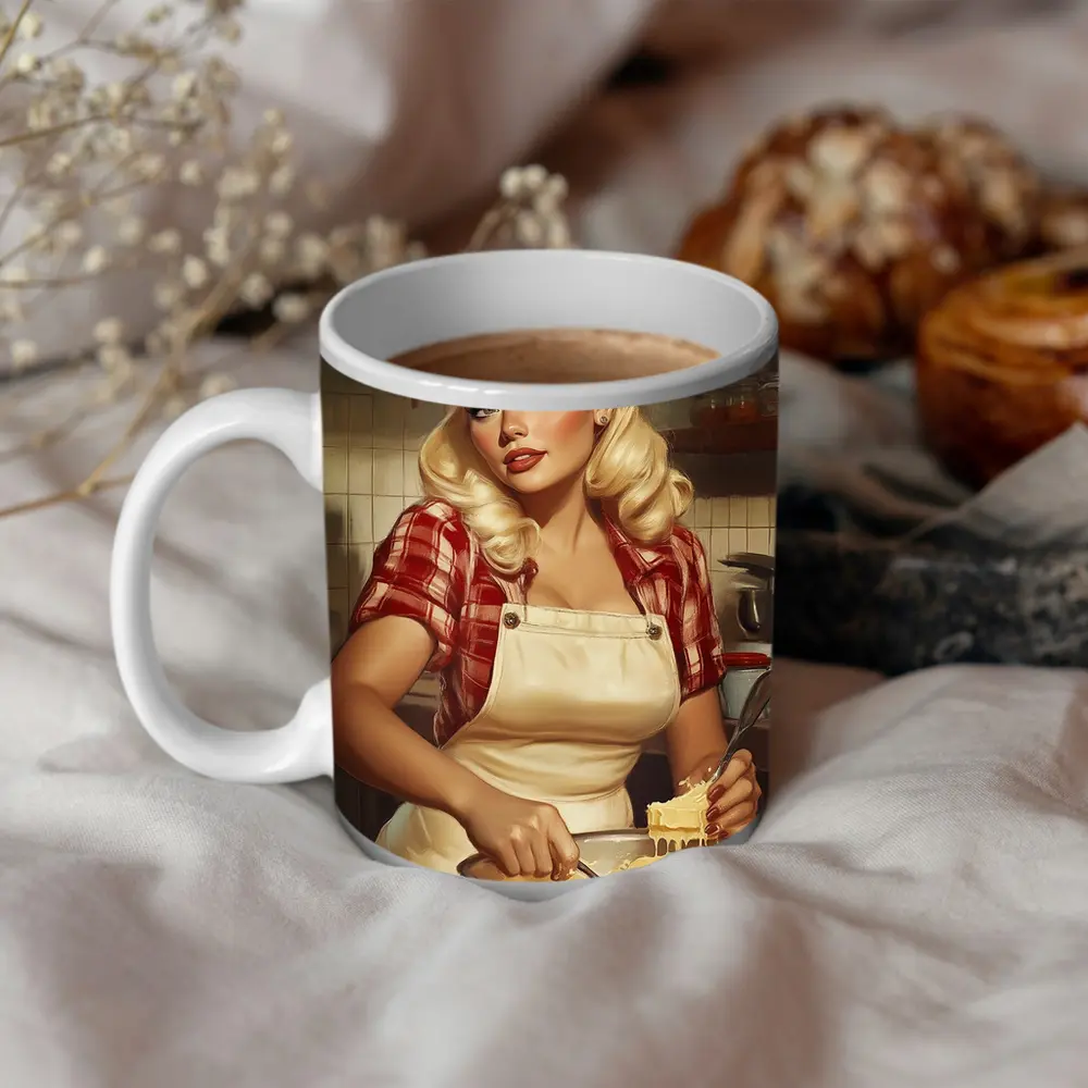 Retro Pin Up Girl Cooking Kitchen Art – Mugs