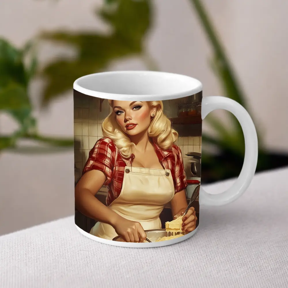 Retro Pin Up Girl Cooking Kitchen Art – Mugs