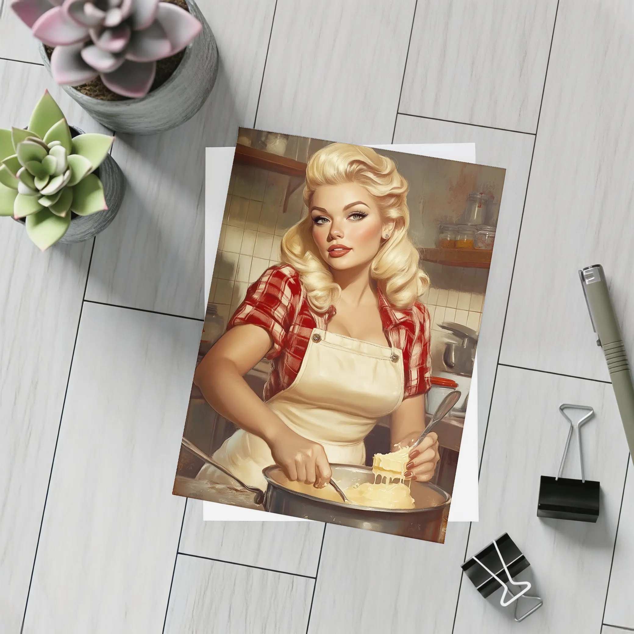 Retro Pin Up Girl Cooking Kitchen Art – Postcards
