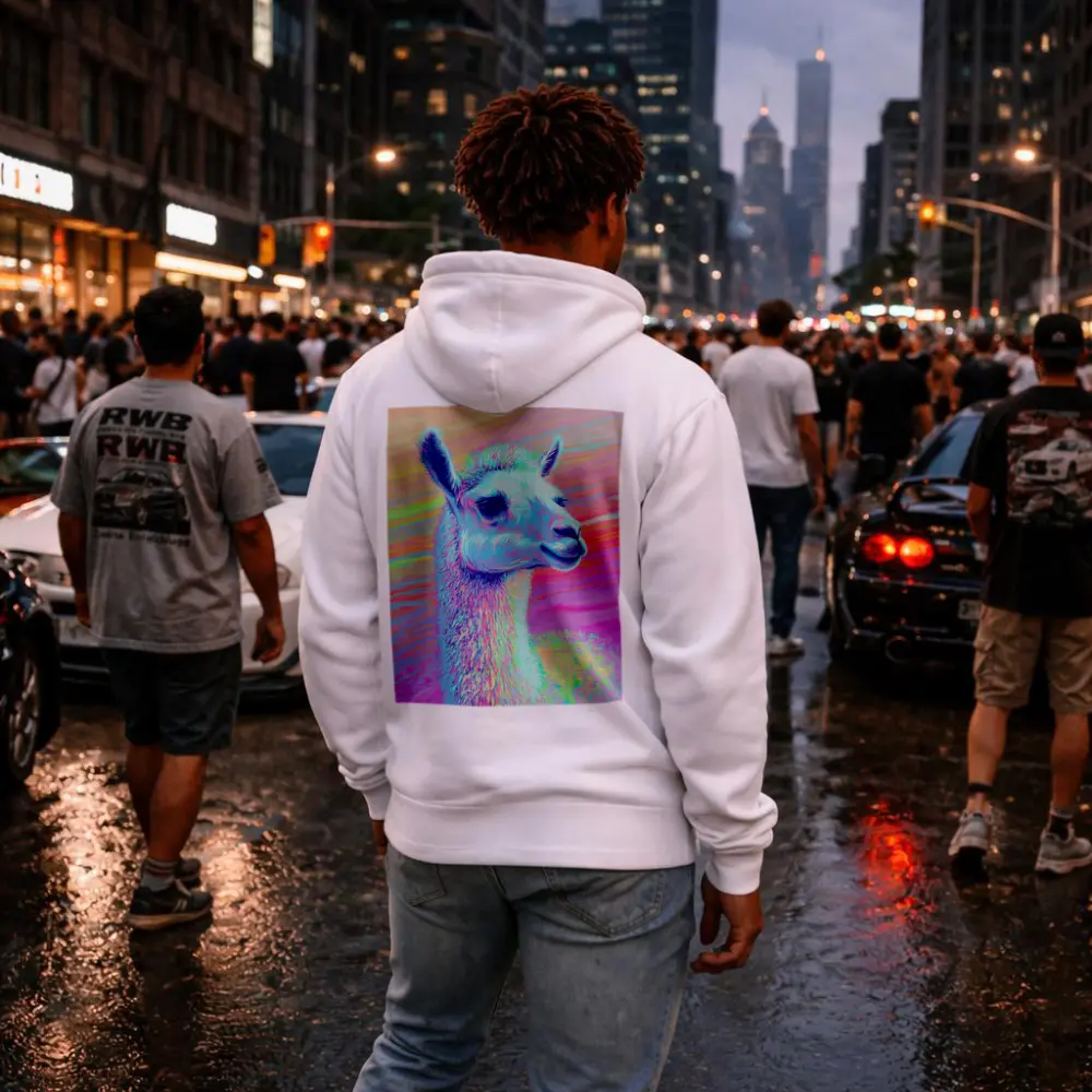 Pastel Rainbow Alpaca Llama Portrait Art – Hoodies
