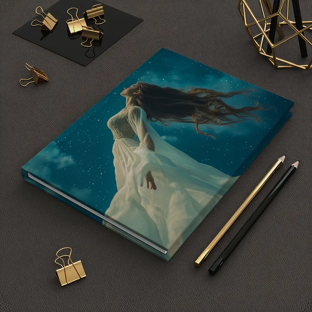 Woman Floating in Starry Night Sky – Notebooks