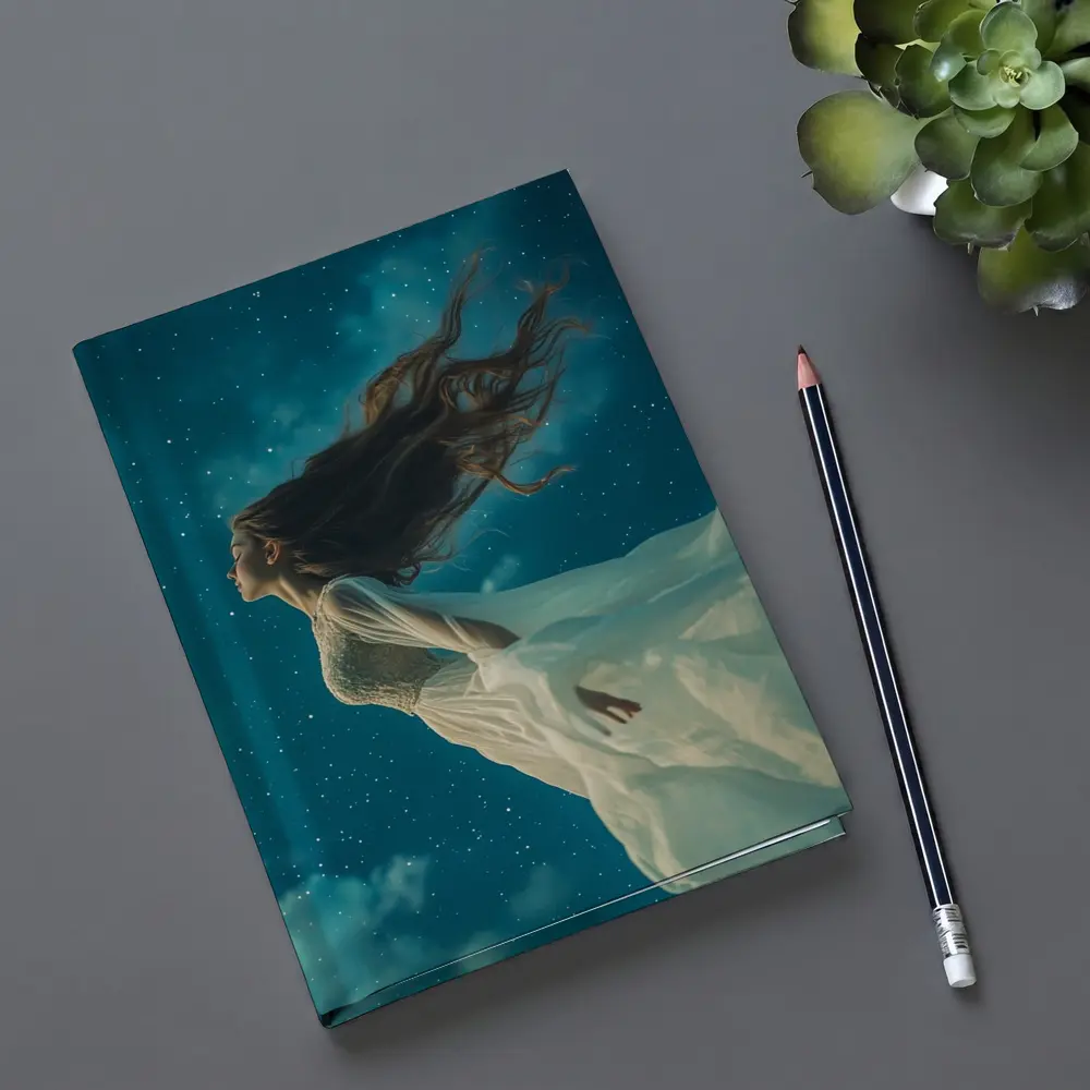 Woman Floating in Starry Night Sky – Notebooks