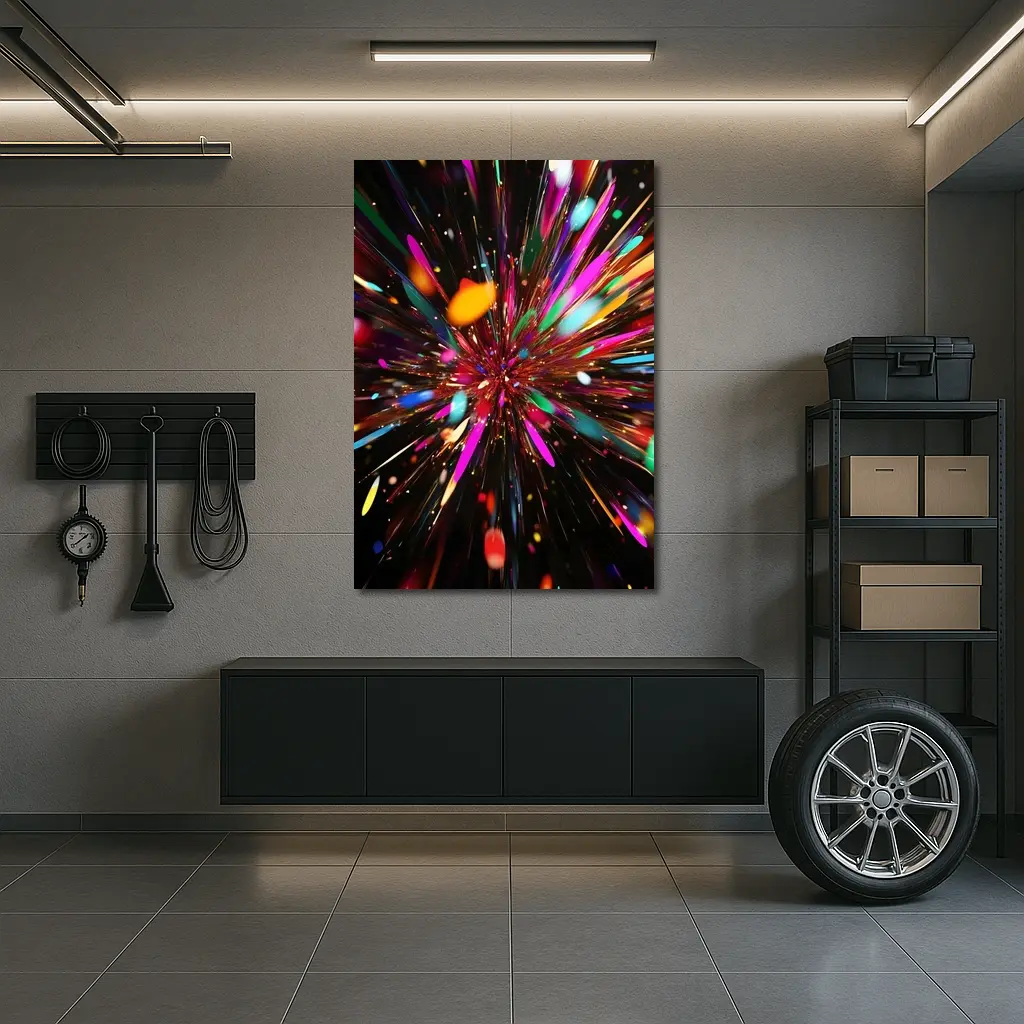 Colorful Abstract Explosion Burst Dark Background – Wall Art