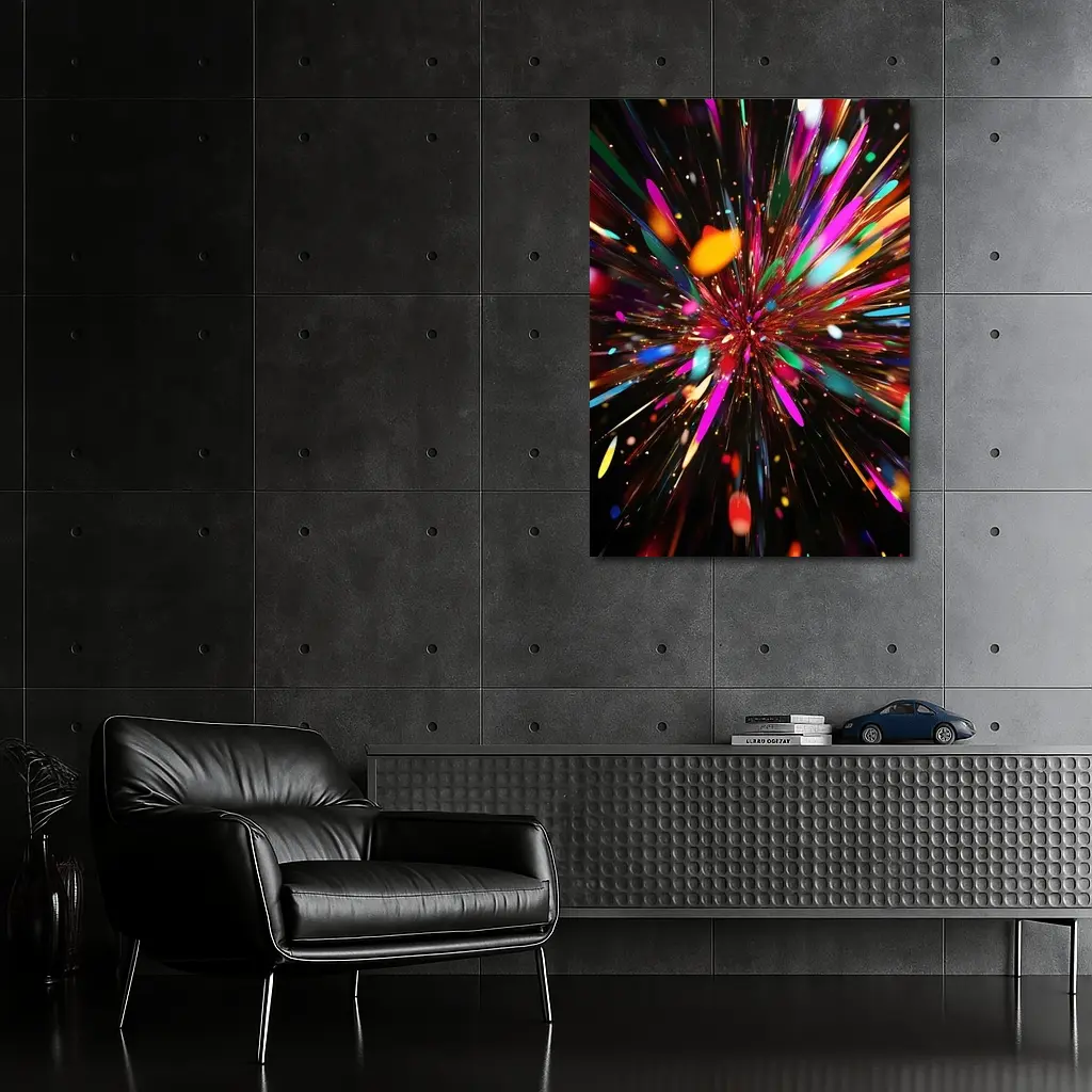 Colorful Abstract Explosion Burst Dark Background – Wall Art