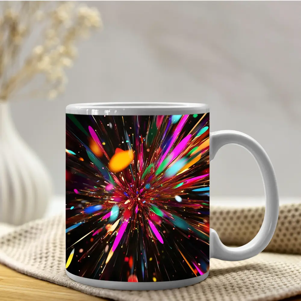 Colorful Abstract Explosion Burst Dark Background – Mugs