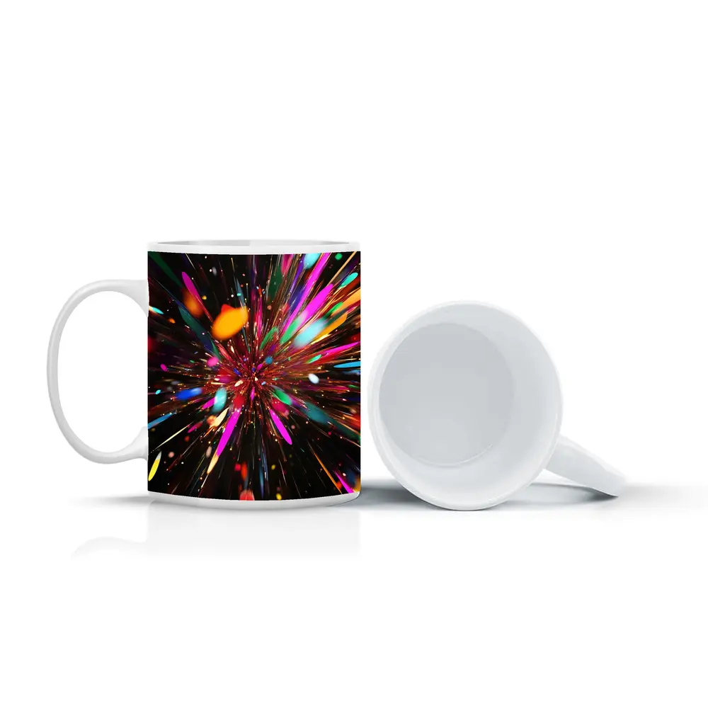 Colorful Abstract Explosion Burst Dark Background – Mugs