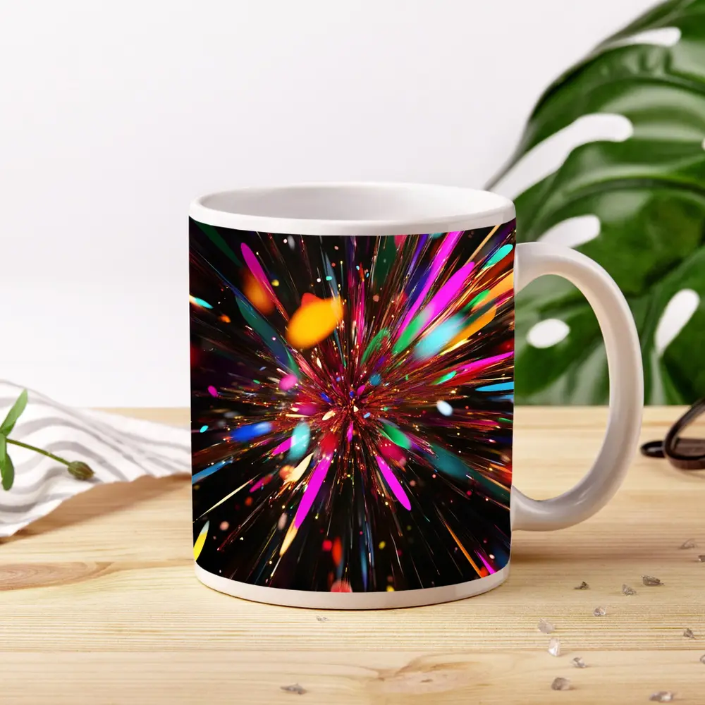 Colorful Abstract Explosion Burst Dark Background – Mugs