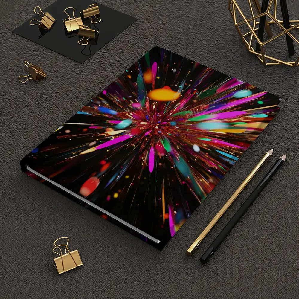 Colorful Abstract Explosion Burst Dark Background – Notebooks