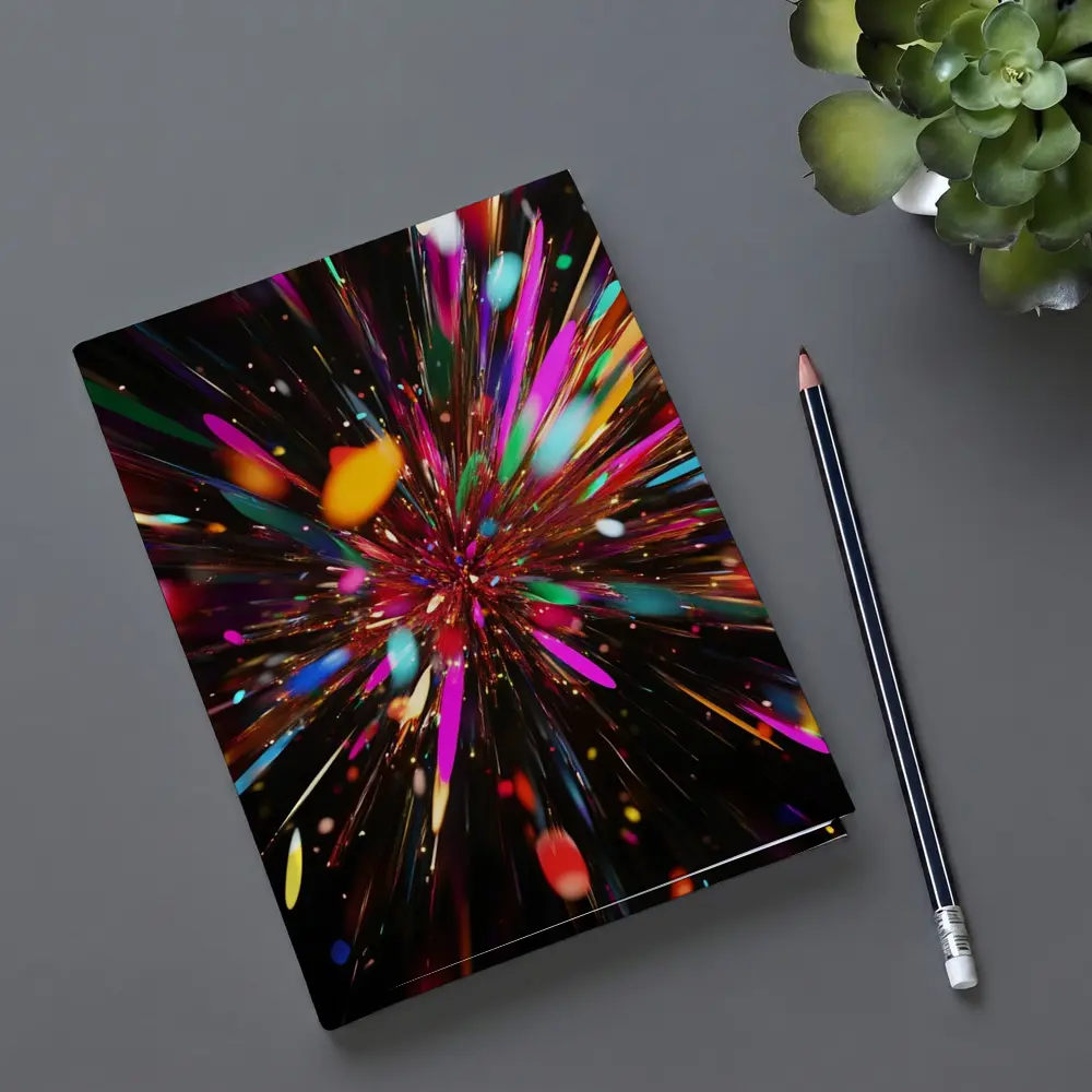 Colorful Abstract Explosion Burst Dark Background – Notebooks