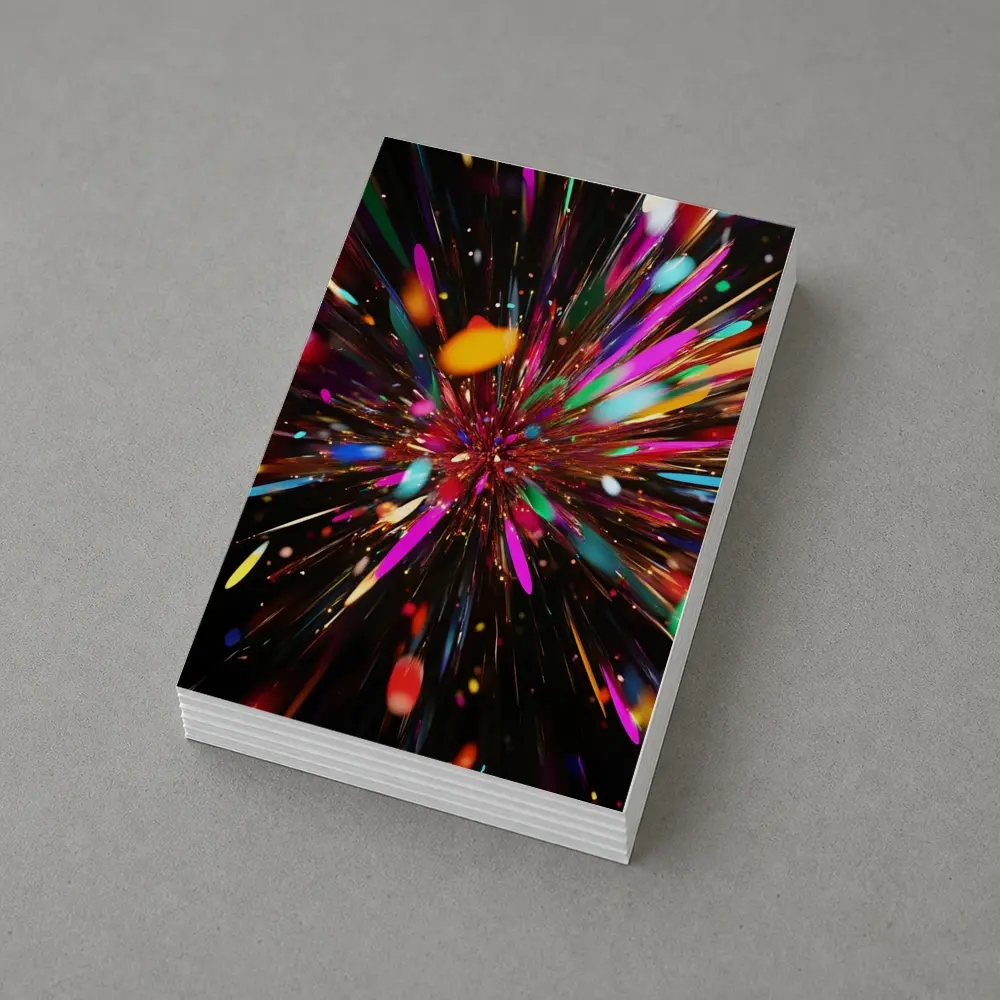 Colorful Abstract Explosion Burst Dark Background – Postcards