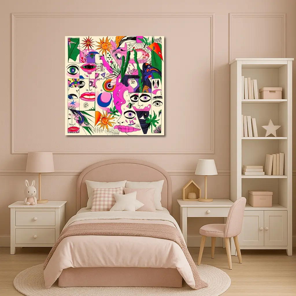 Trippy Collage Art Faces Eyes Surreal – Wall Art
