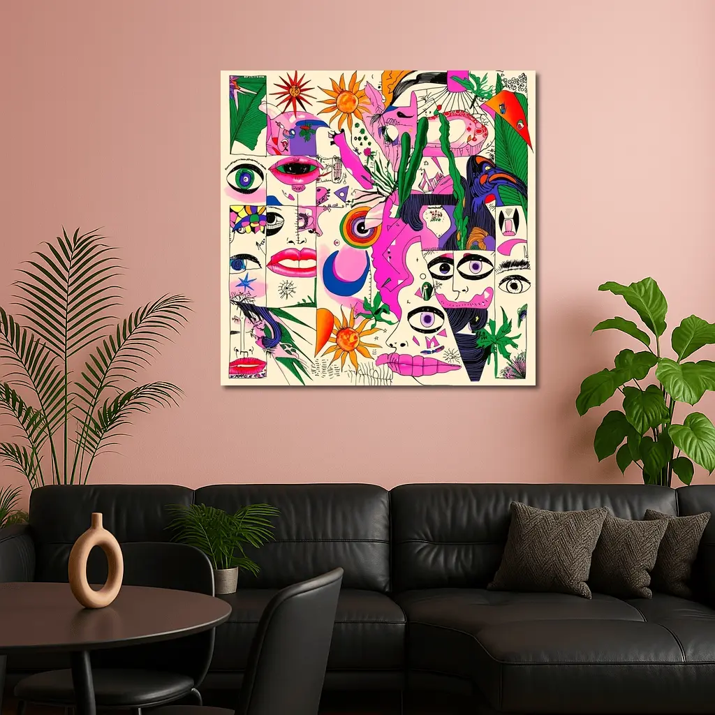 Trippy Collage Art Faces Eyes Surreal – Wall Art