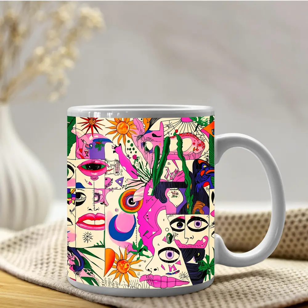 Trippy Collage Art Faces Eyes Surreal – Mugs
