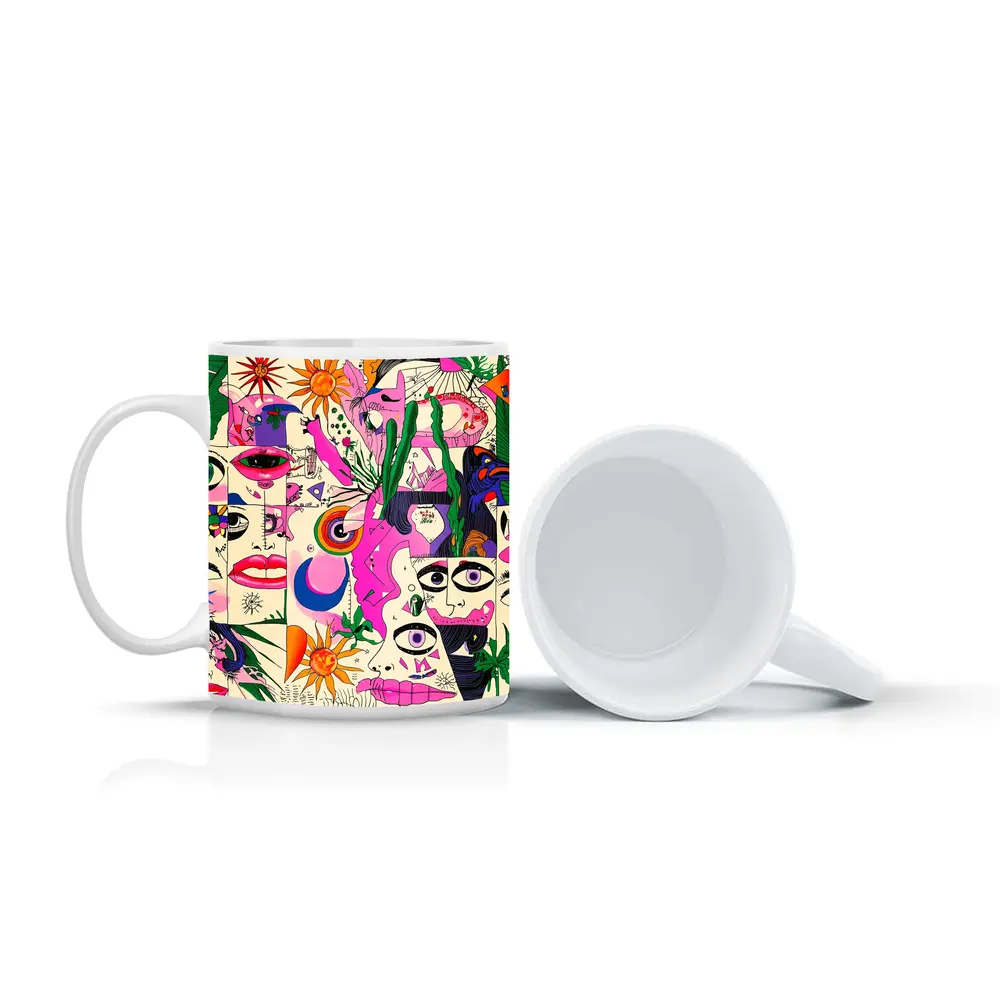 Trippy Collage Art Faces Eyes Surreal – Mugs