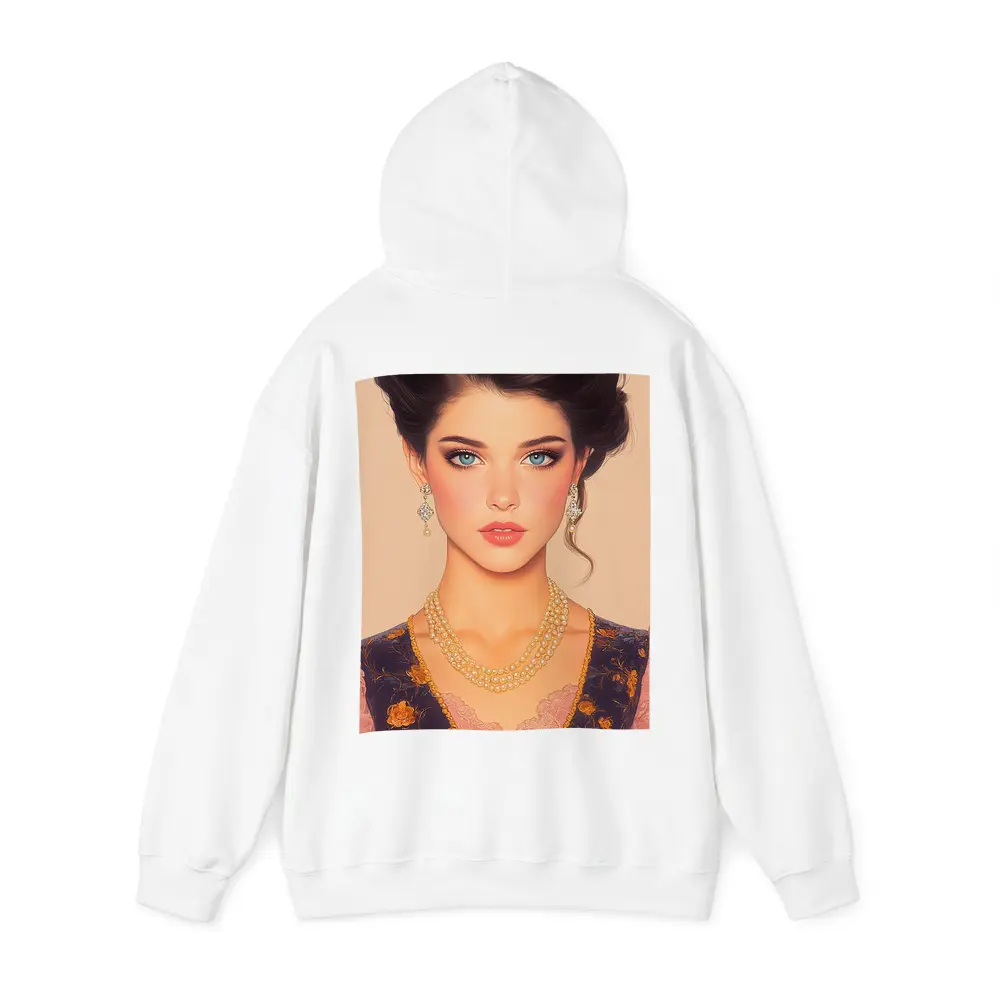 Elegant Dark Haired Woman Portrait Illustration Art – Hoodies