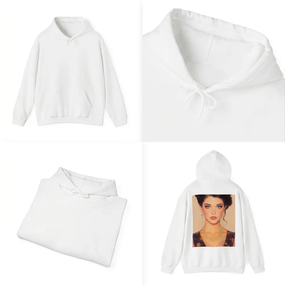 Elegant Dark Haired Woman Portrait Illustration Art – Hoodies