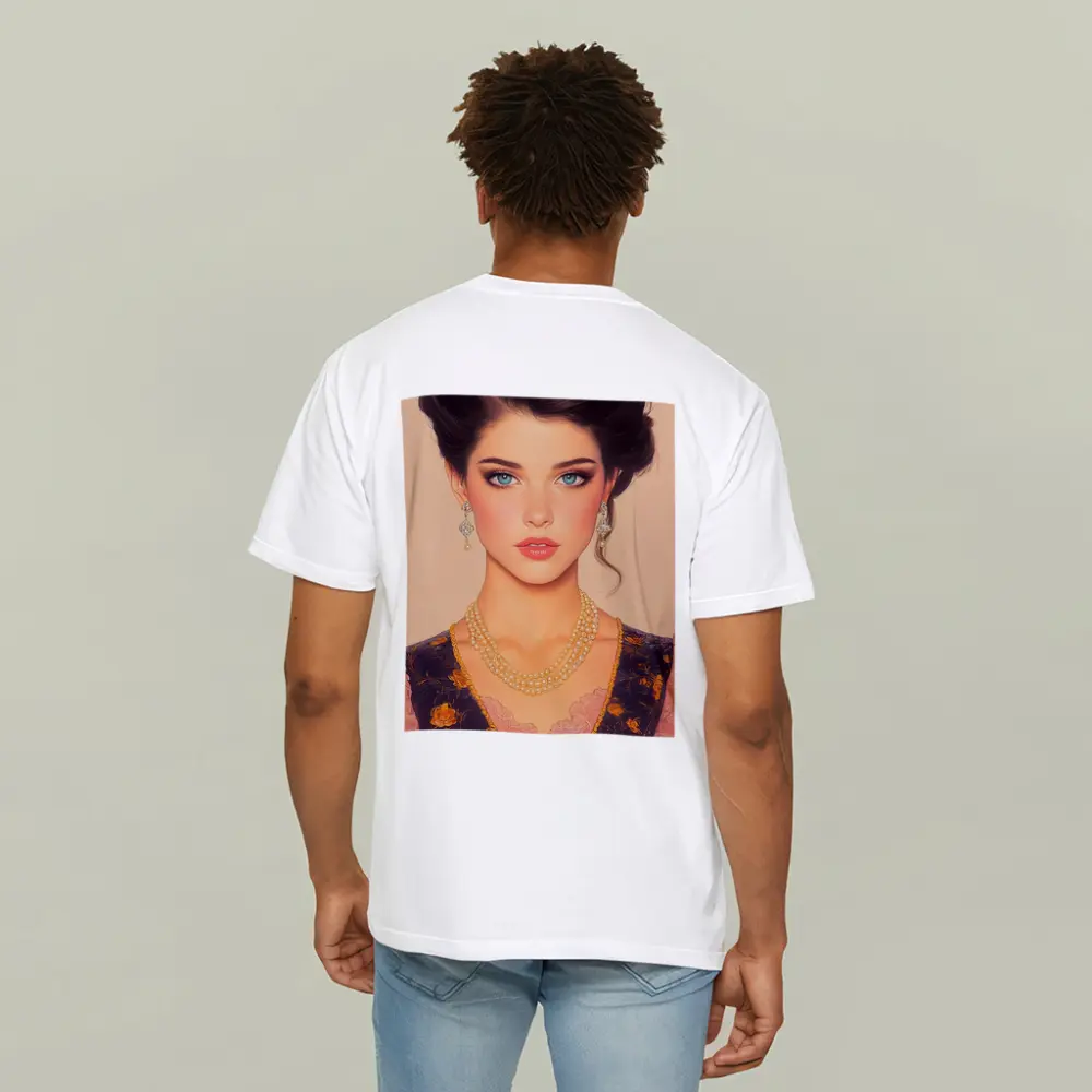 Elegant Dark Haired Woman Portrait Illustration Art – T-Shirts
