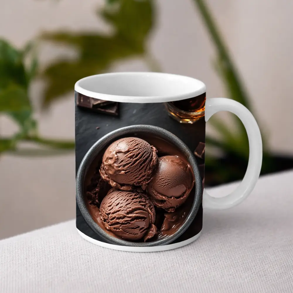 Dark Chocolate Ice Cream Bowl Dark Background – Mugs